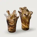 Elegant Marul vases with natural wood grain design, perfect for modern home decor.