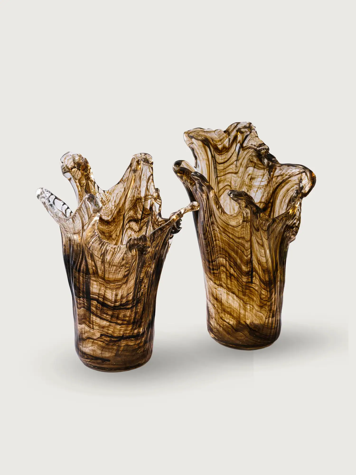 Elegant Marul vases with natural wood grain design, perfect for modern home decor.
